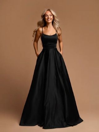 Saténové šaty Helene s kapsami na tvůj maturitní ples nebo gala-večer 🖤 Právě teď online na Bestmoda.cz 🛍️ Šaty z krásné...